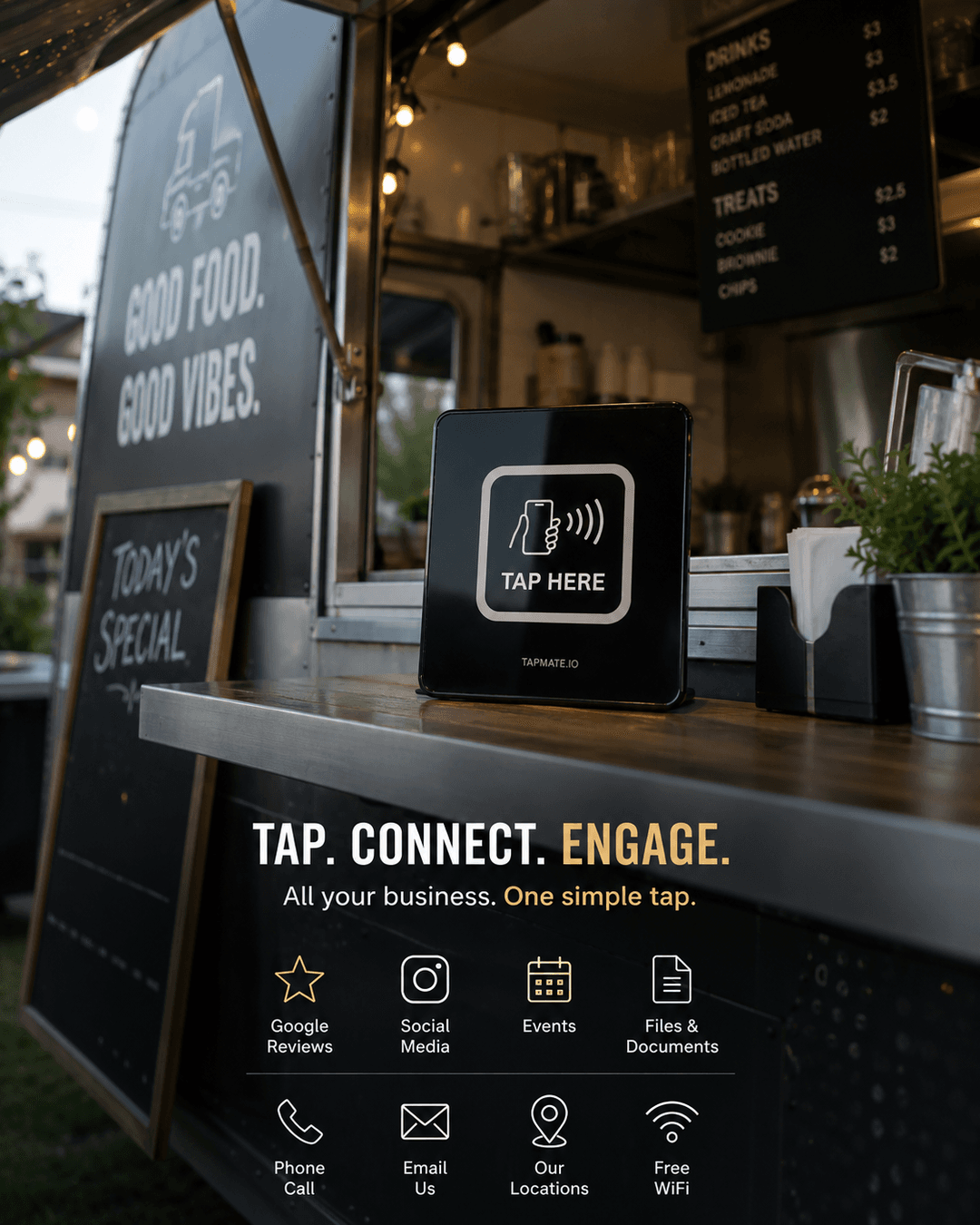tapmate Plate — tap here to connect your customers